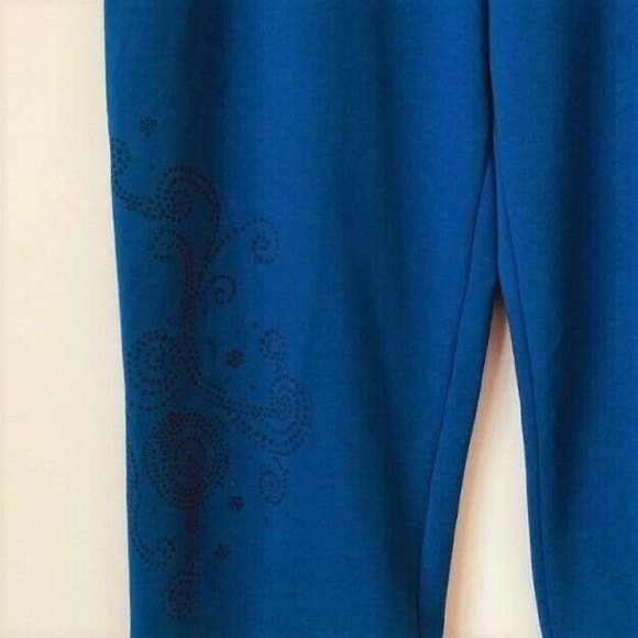 Sag Harbor Stretch Woman Pants Plus Sz 2X Blue Marina Elastic Waist Leg Graphic - Picture 4 of 12